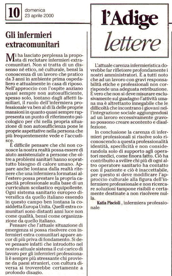 da l'Adige del 23 aprile 2000
